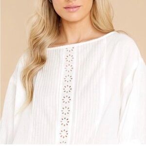Mustard Seed White Eyelet Pintuck Tunic Top